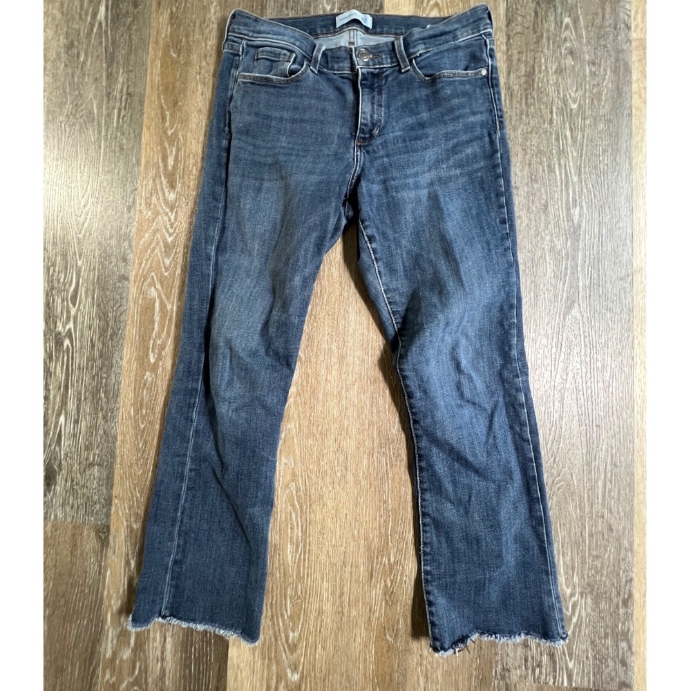 Banana Republic Cropped Flare Jeans Women 28 Blue Raw Hem Premium Denim 4330